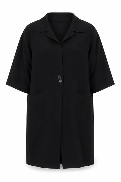 Gail Hoppen Womens Black Wool Mid-Length Overcoat Size 10
