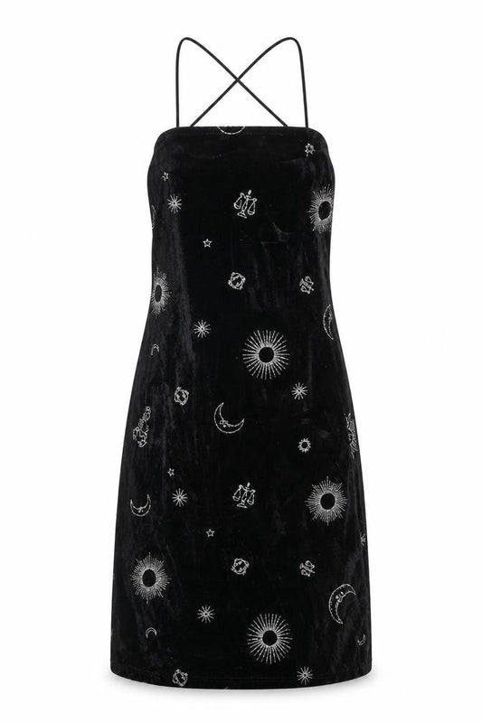 Divided Women’s Black Velvet Zodiac Slip Dress XS