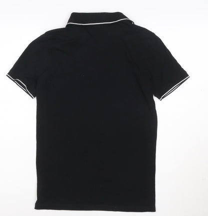 H&M Men's Black Slim Fit 1/4 Zip Polo Shirt XS