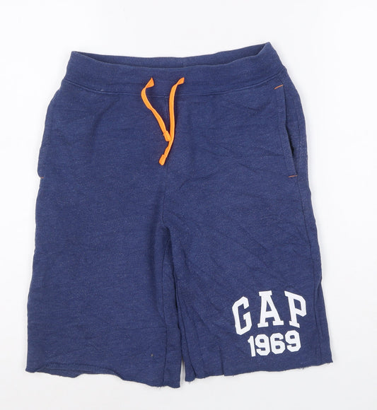GAP Kids Boys Blue Sweat Shorts 12 Years Regular Fit Cotton Blend