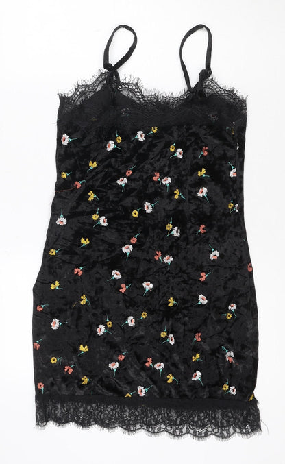 ASOS Women’s Black Floral Velvet Lace Slip Dress Size 6