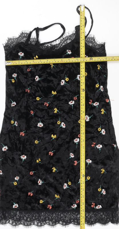 ASOS Women’s Black Floral Velvet Lace Slip Dress Size 6