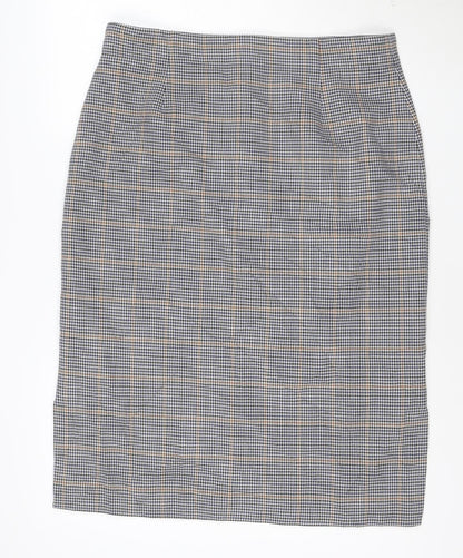 Marks and Spencer Women's Blue Check Pencil Skirt Size 16 Lined Workwear