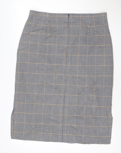 Marks and Spencer Women's Blue Check Pencil Skirt Size 16 Lined Workwear