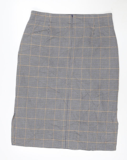 Marks and Spencer Women's Blue Check Pencil Skirt Size 16 Lined Workwear