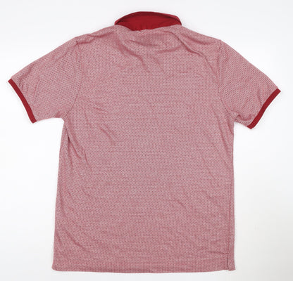Remus Uomo Jeans Mens Red Geometric Pattern Polo Shirt XL