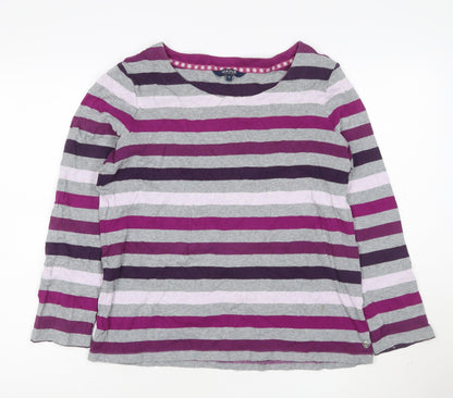 Maine New England Womens Multicoloured Striped Long Sleeve Cotton T-Shirt Size 16
