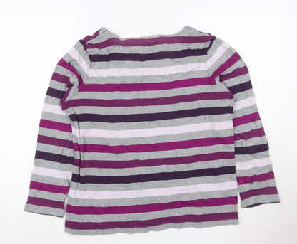 Maine New England Womens Multicoloured Striped Long Sleeve Cotton T-Shirt Size 16