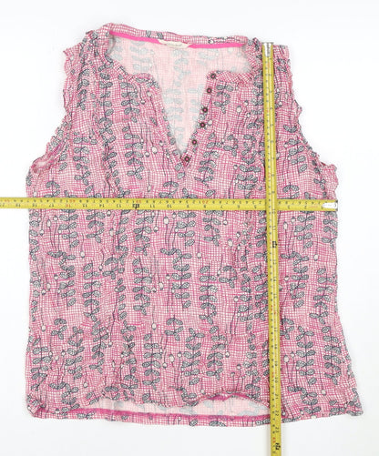 White Stuff Womens Pink Floral Sleeveless Tunic Blouse UK 16