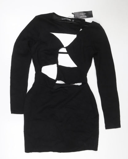 Luxe To Kill Women's Black Cut Out Long Sleeve Bodycon Party Dress M