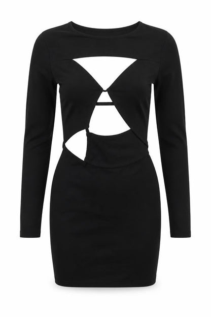 Luxe To Kill Women's Black Cut Out Long Sleeve Bodycon Party Dress M