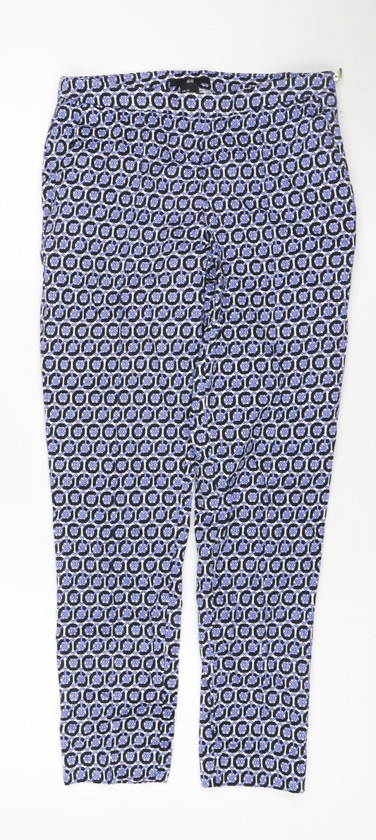 Additional front view of H&M unisex multicoloured geometric slim trousers 2xs cotton blend