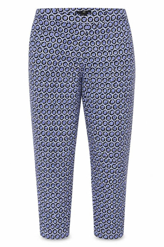Front view of H&M unisex multicoloured geometric slim trousers 2xs cotton blend