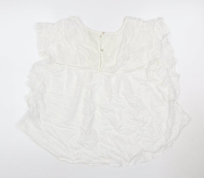 Marks and Spencer Women White Embroidered Boho Blouse Size 16