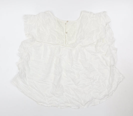 Marks and Spencer Women White Embroidered Boho Blouse Size 16