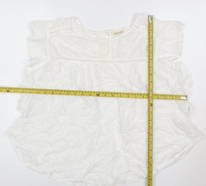 Marks and Spencer Women White Embroidered Boho Blouse Size 16