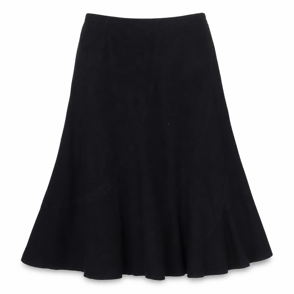 Next Women Black Flared Knee Length Skirt Size 14 Polyester Blend