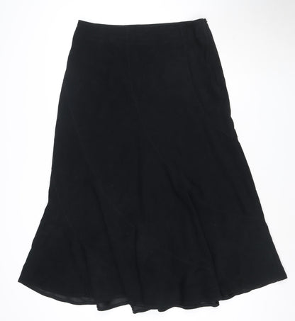 Next Women Black Flared Knee Length Skirt Size 14 Polyester Blend