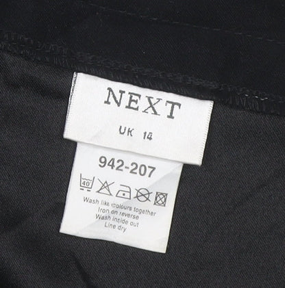 Next Women Black Flared Knee Length Skirt Size 14 Polyester Blend