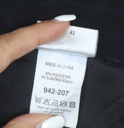 Next Women Black Flared Knee Length Skirt Size 14 Polyester Blend