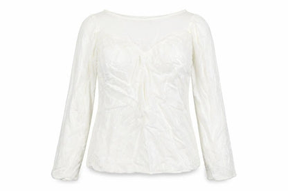 Ghost Women Ivory Viscose Long Sleeve V-Neck Blouse M