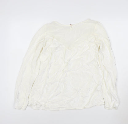 Ghost Women Ivory Viscose Long Sleeve V-Neck Blouse M