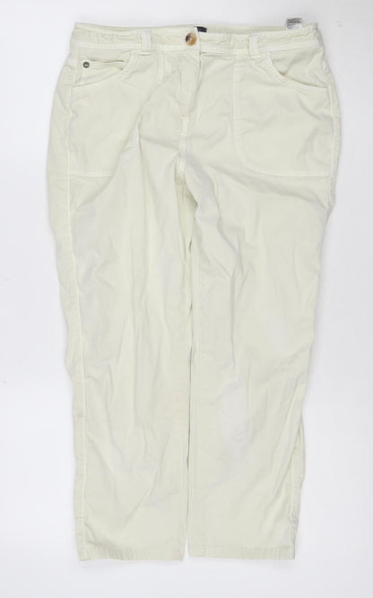 Marks and Spencer Womens Ivory Straight Jeans Size 12 Cotton Blend
