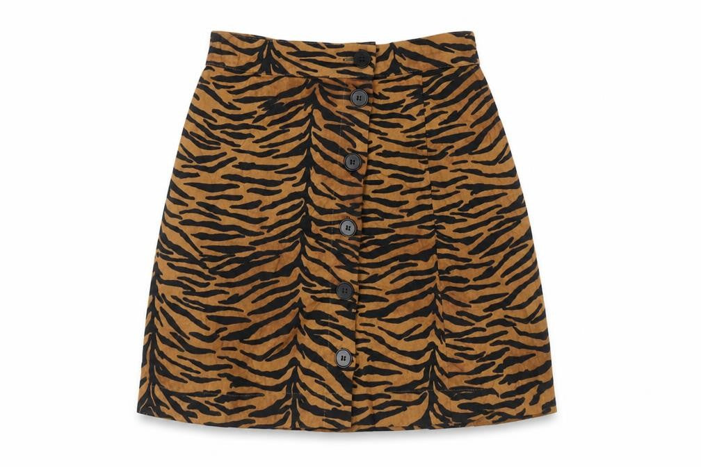 H&M Divided Women's Brown Animal Print Button A-Line Skirt Size 6