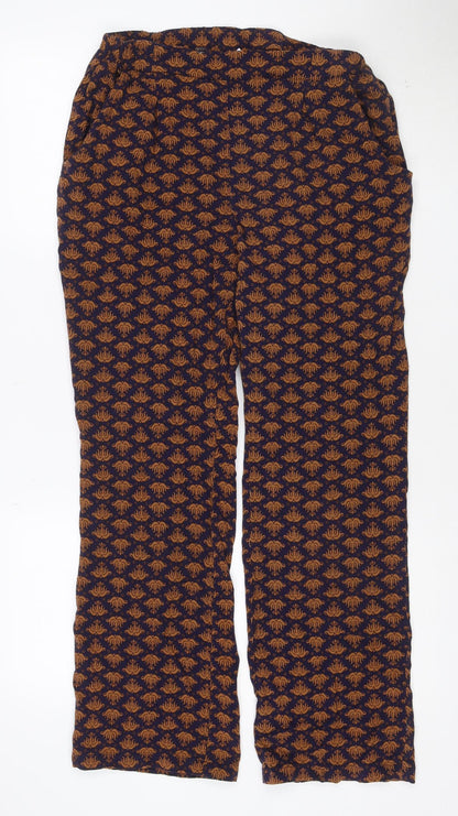 Cotton Traders Women Blue Brown Paisley Trousers Size 16 Viscose
