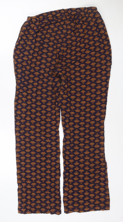 Cotton Traders Women Blue Brown Paisley Trousers Size 16 Viscose