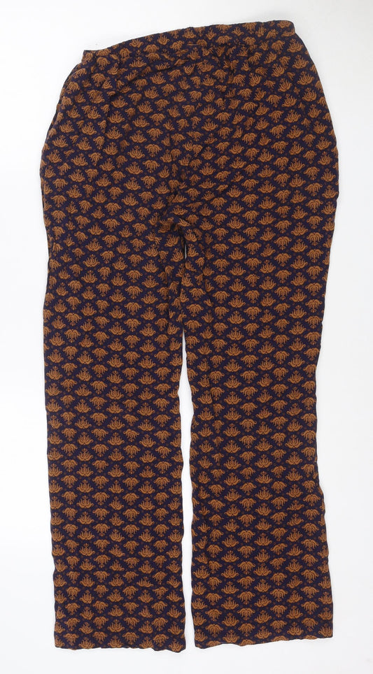 Cotton Traders Women Blue Brown Paisley Trousers Size 16 Viscose