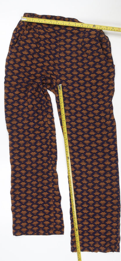 Cotton Traders Women Blue Brown Paisley Trousers Size 16 Viscose