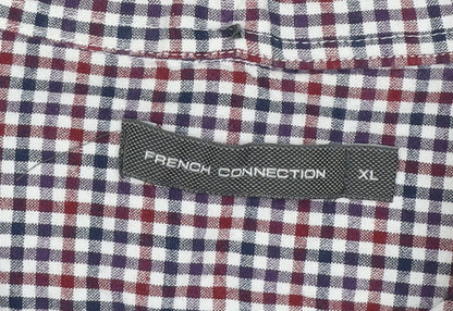 French Connection Men’s Multicoloured Check Button-Up Cotton Shirt XL