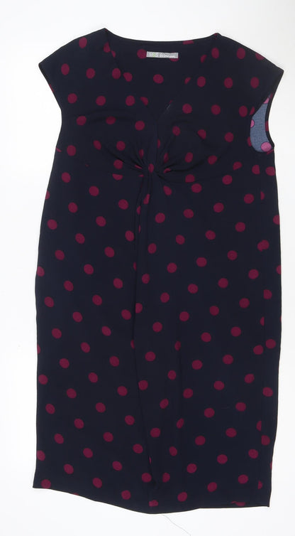 Marks and Spencer Women Blue Polka Dot Size 12 Sheath Dress
