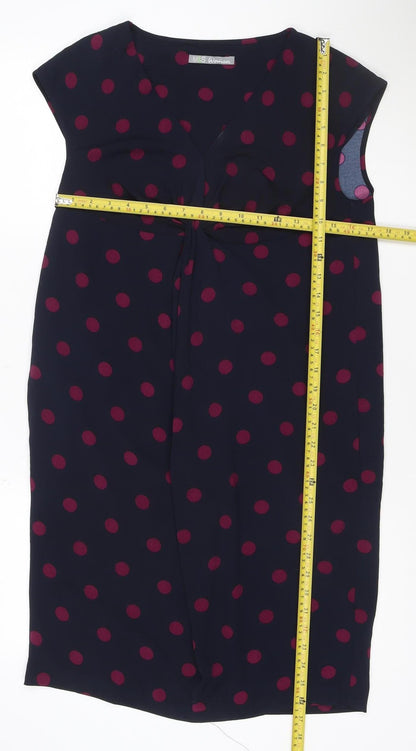 Marks and Spencer Women Blue Polka Dot Size 12 Sheath Dress