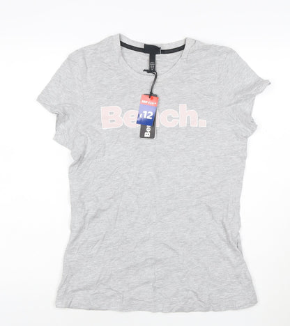 Bench Women Grey Basic Crew Neck T-Shirt Size 12