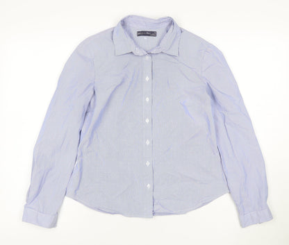 Marks and Spencer Women’s Blue Striped Long Sleeve Button-Up Shirt Size 10