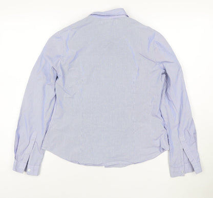 Marks and Spencer Women’s Blue Striped Long Sleeve Button-Up Shirt Size 10