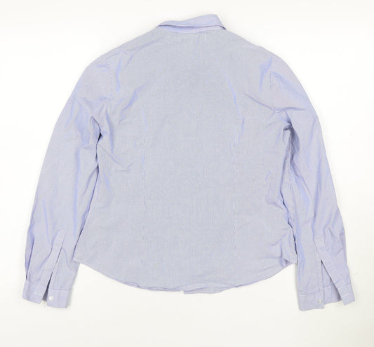 Marks and Spencer Women’s Blue Striped Long Sleeve Button-Up Shirt Size 10