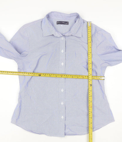 Marks and Spencer Women’s Blue Striped Long Sleeve Button-Up Shirt Size 10