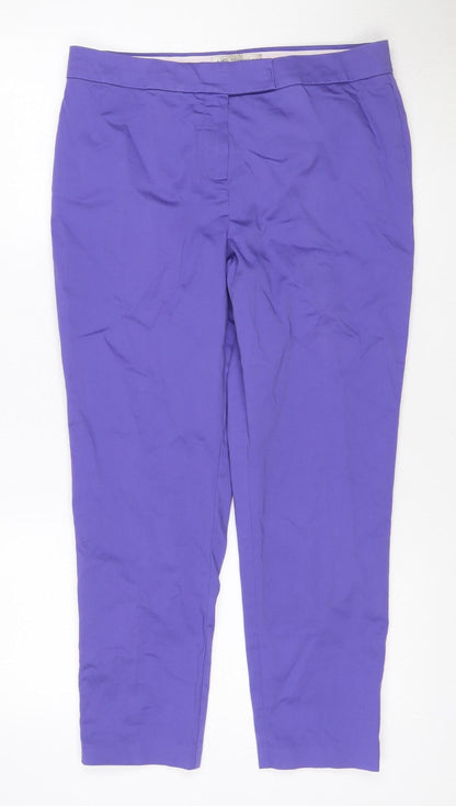 Marks and Spencer Women Purple Cotton Stretch Slim Trousers Size 12