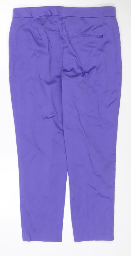 Marks and Spencer Women Purple Cotton Stretch Slim Trousers Size 12