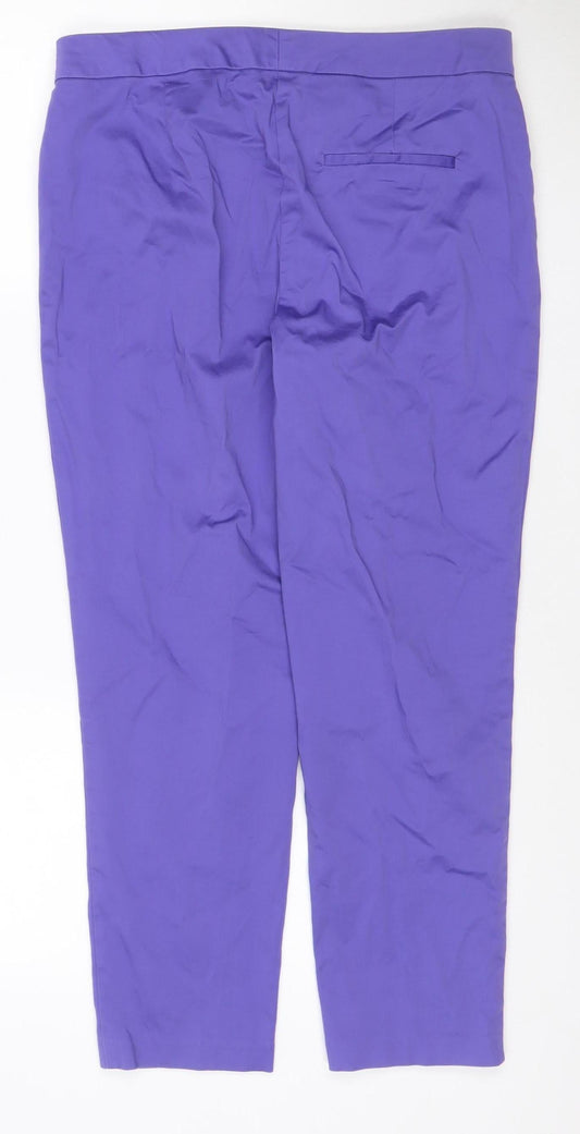 Marks and Spencer Women Purple Cotton Stretch Slim Trousers Size 12