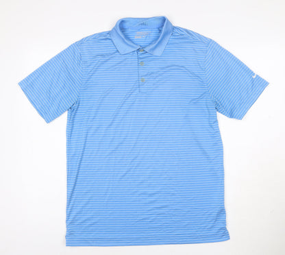 Nike Golf Men's Blue Striped Dri-Fit Polo Shirt M Regular Fit