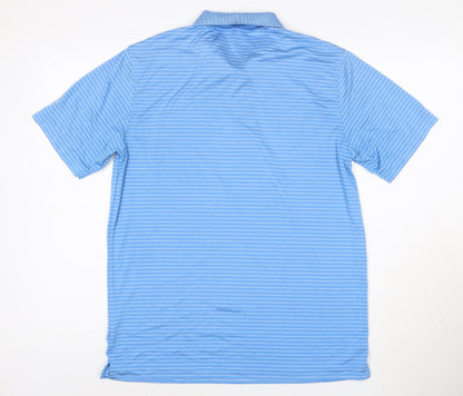 Nike Golf Men's Blue Striped Dri-Fit Polo Shirt M Regular Fit