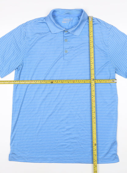 Nike Golf Men's Blue Striped Dri-Fit Polo Shirt M Regular Fit