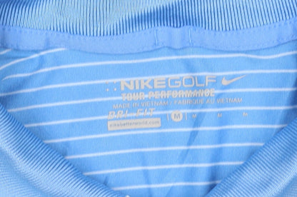 Nike Golf Men's Blue Striped Dri-Fit Polo Shirt M Regular Fit