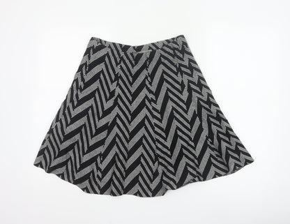 Oasis Women's Black A-Line Geometric Knit Skirt Size S