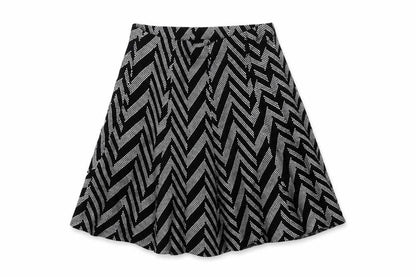 Oasis Women's Black A-Line Geometric Knit Skirt Size S