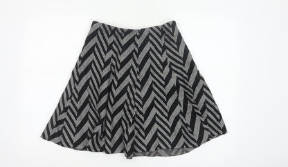 Oasis Women's Black A-Line Geometric Knit Skirt Size S